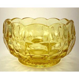 Vintage Indiana Glass Tiara Yellow Mist Constellation Amber Bowl Candy Dish 5.5"